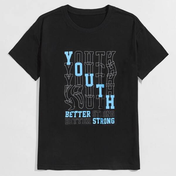 

Men Letter Graphic Short Sleeve Tee, Black