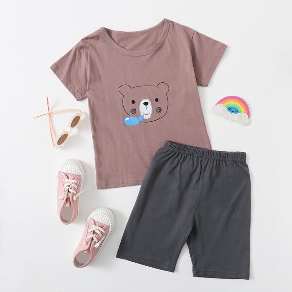 

Toddler Girls Cartoon Graphic Tee & Shorts, Multicolor