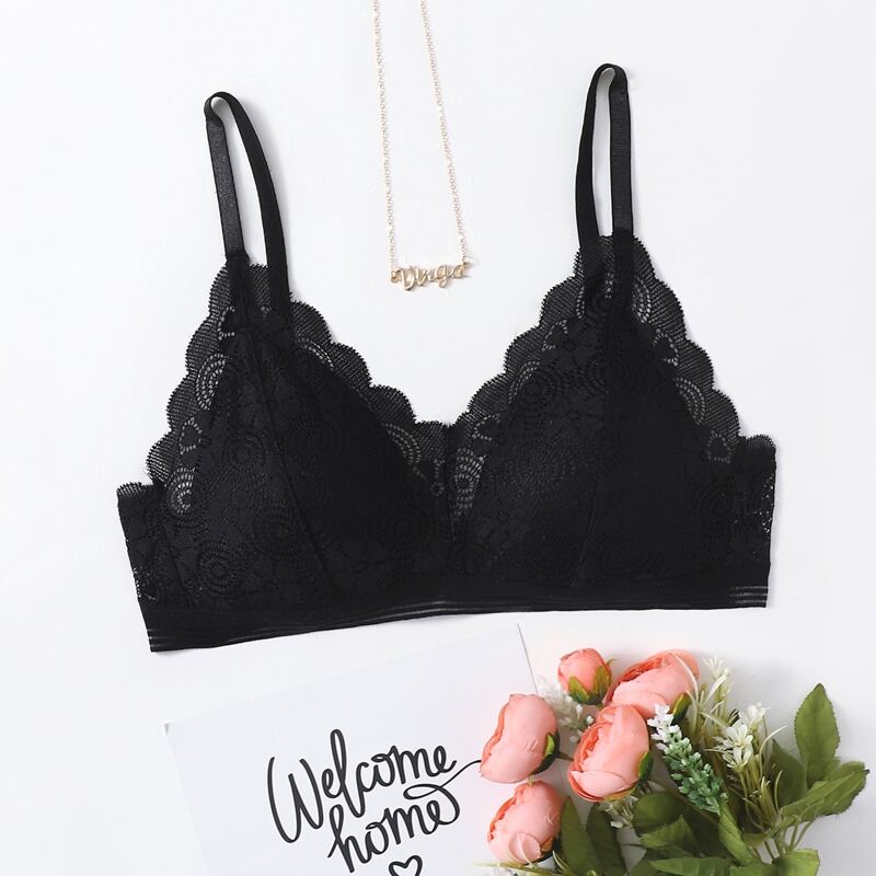 

Solid Lace Bralette, Black