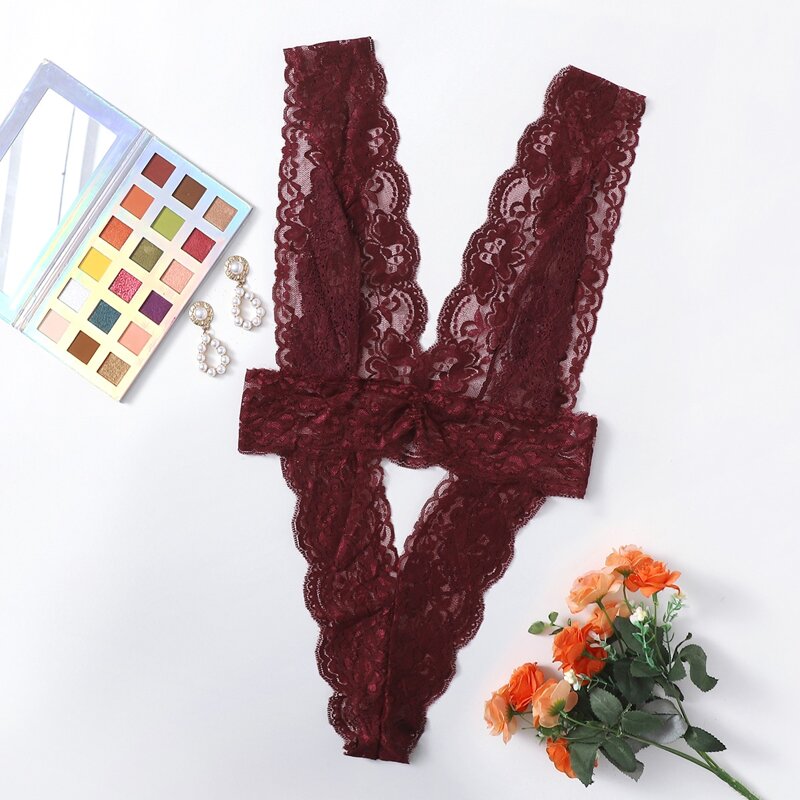 

Lace Cut-out Teddy Bodysuit, Burgundy
