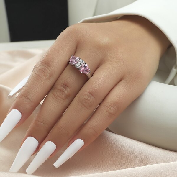 

Zircon Decor Ring, Pink