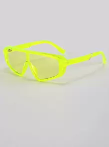 Men Neon Yellow Fashion Glasses - Yellow - View 1