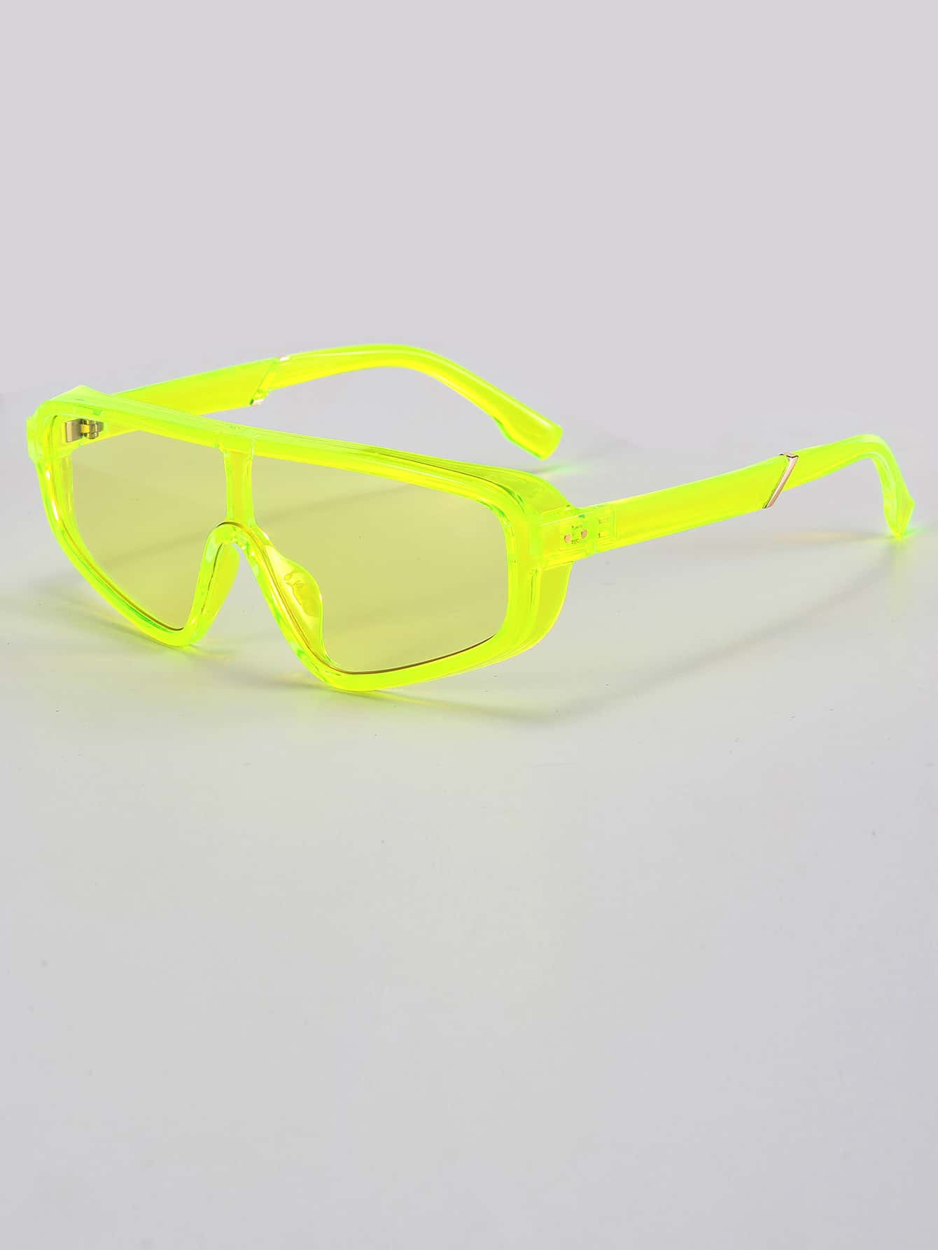 Men Neon Yellow Fashion Glasses - Yellow - View 1