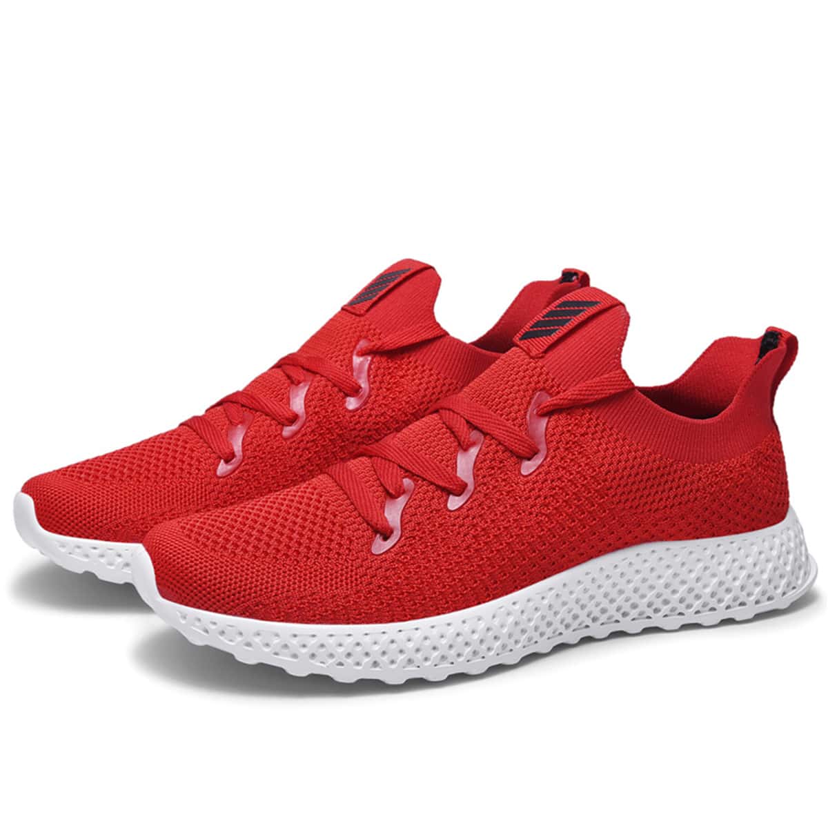 

Guys Solid Lace-up Knit Sneakers, Red