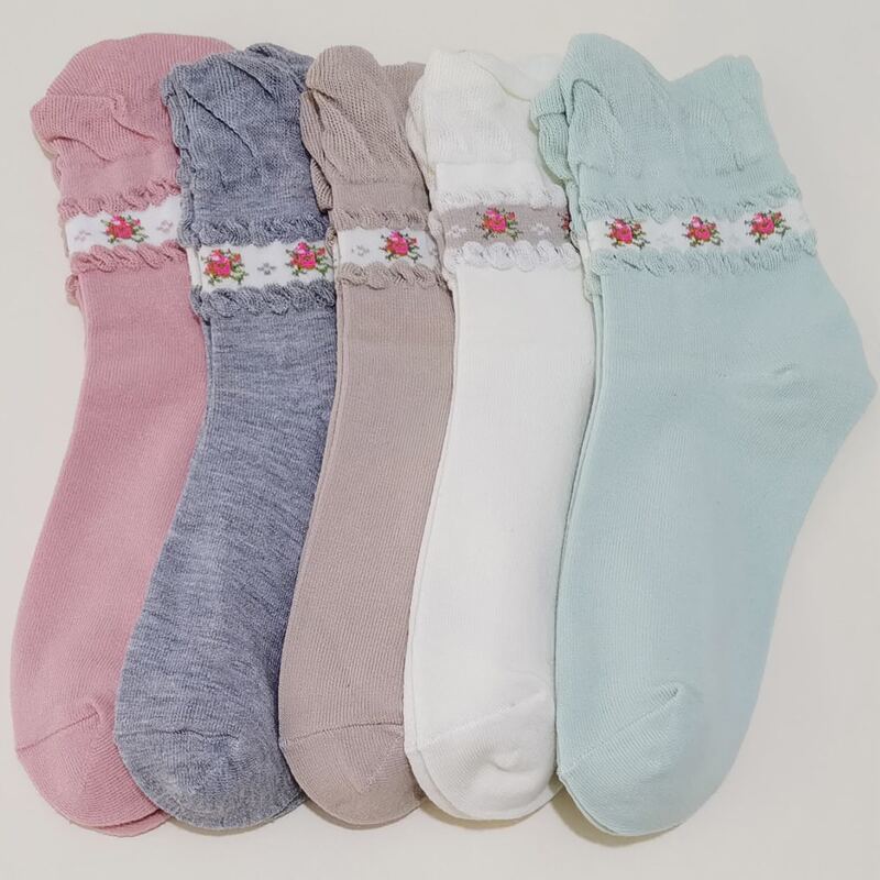 

5pairs Floral Crew Socks, Multicolor
