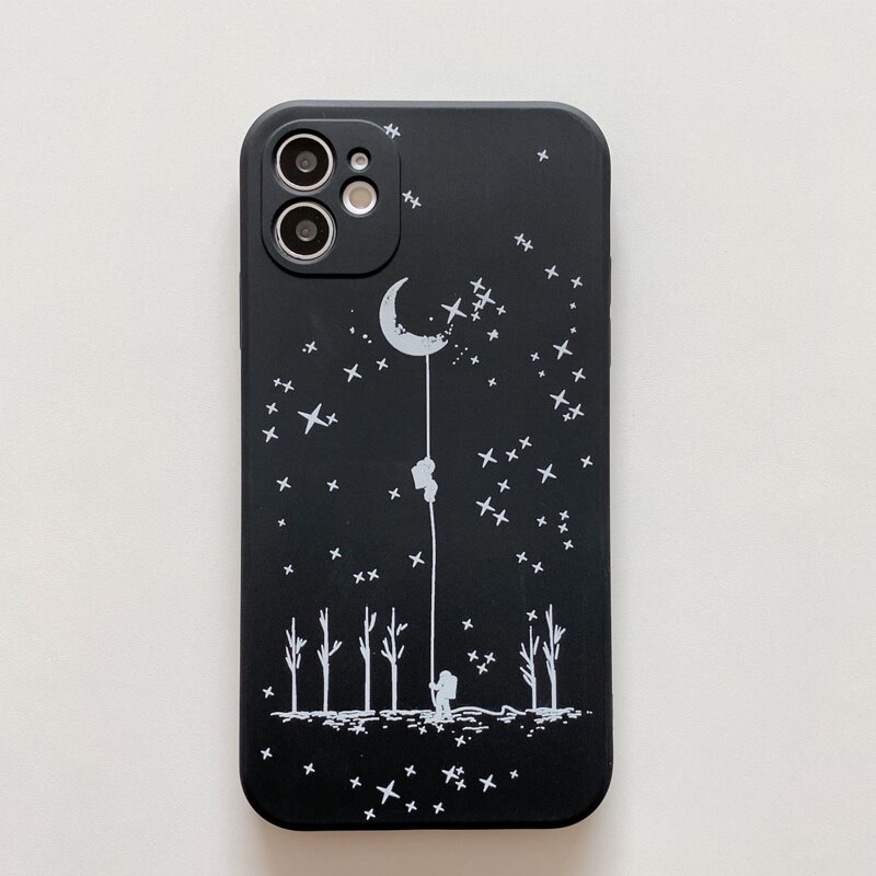 

Galaxy & Figure Graphic iPhone Case, Black