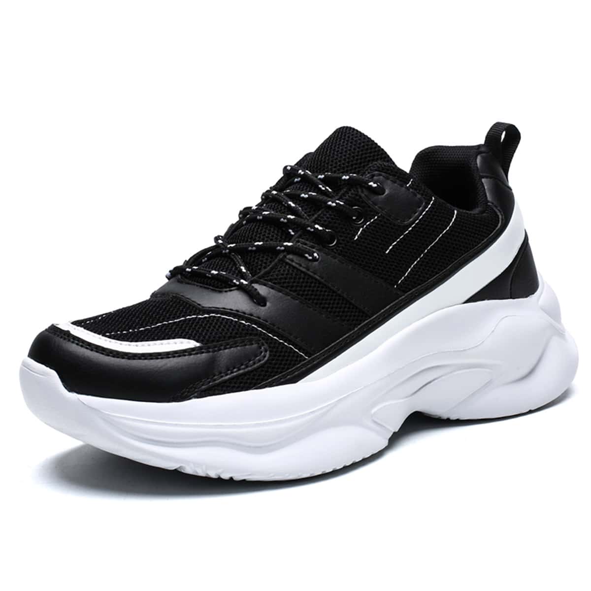 

Guys Lace-up Mesh Chunky Sneakers, Black