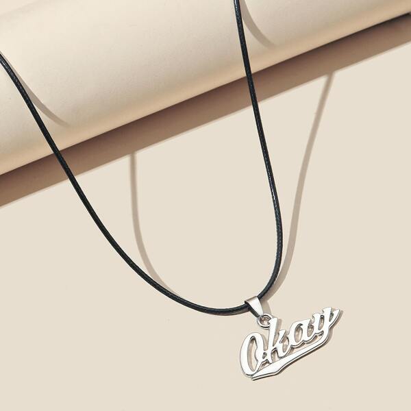 

Men Letter Charm Necklace, Silver