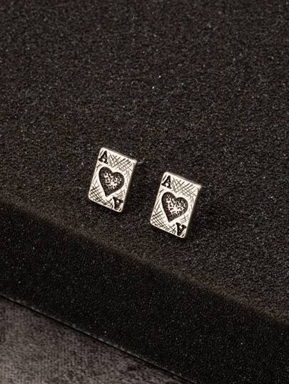 Fashionable and Popular Men Playing Card Design Earrings Alloy for Jewelry Gift and for a Stylish Look