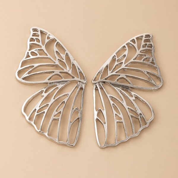 

Hollow Out Butterfly Design Stud Earrings, Silver