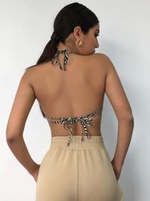 SHEIN SXY 斑馬紋條紋露背繞頸上衣 - 彩色 - 查看 2