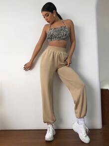 SHEIN SXY 斑馬紋條紋露背繞頸上衣 - 彩色 - 查看 3