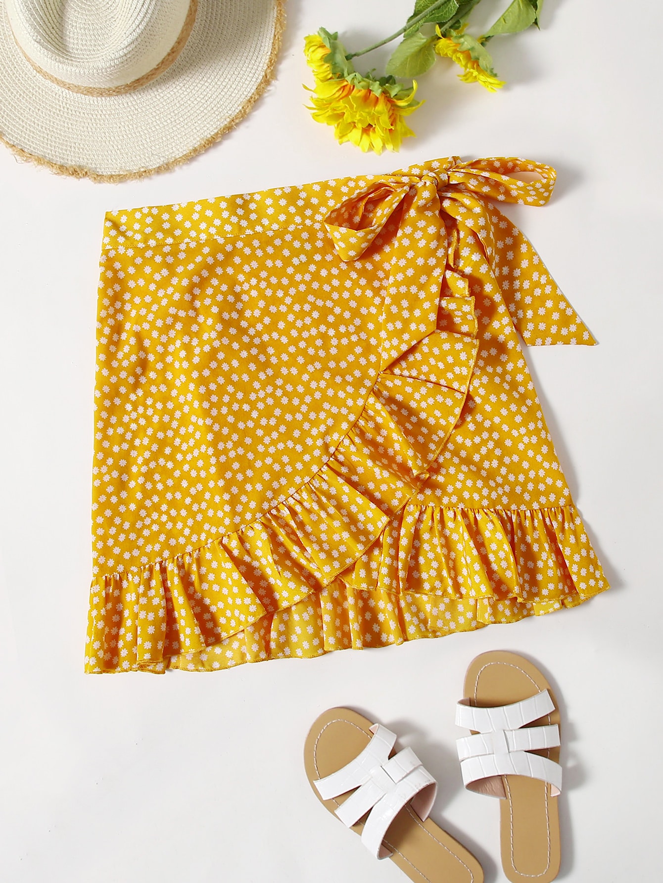 Ditsy floral wrap skirt