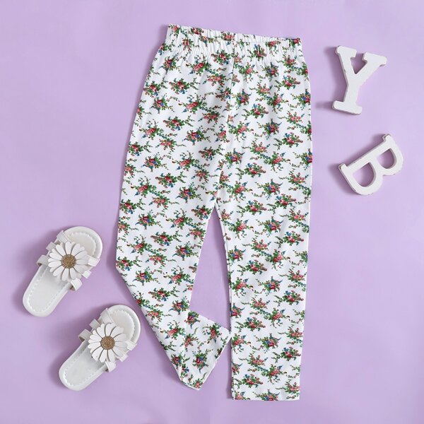 

Toddler Girls Allover Floral Print Leggings, White