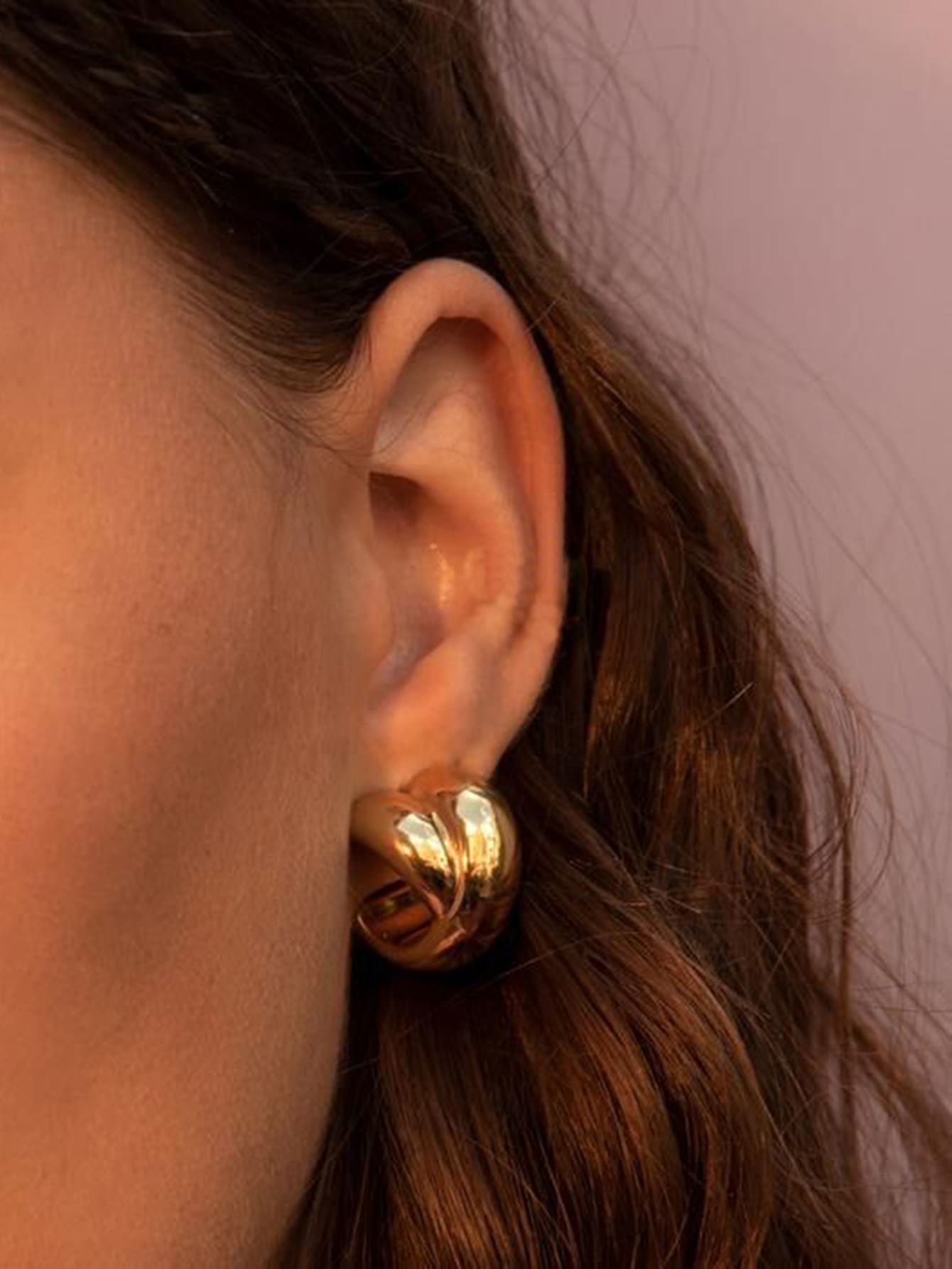 1pair Metal Combined Overlapping Women's Stud Earrings