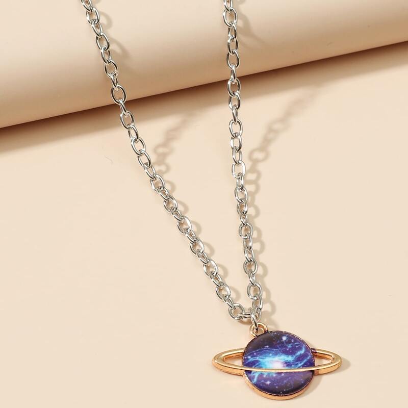 

Planet Charm Necklace, Silver