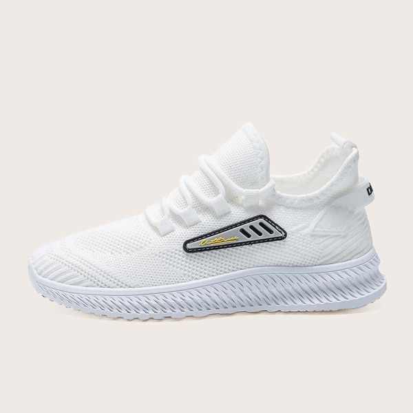 

Lace-up Decor Knit Sneakers, White