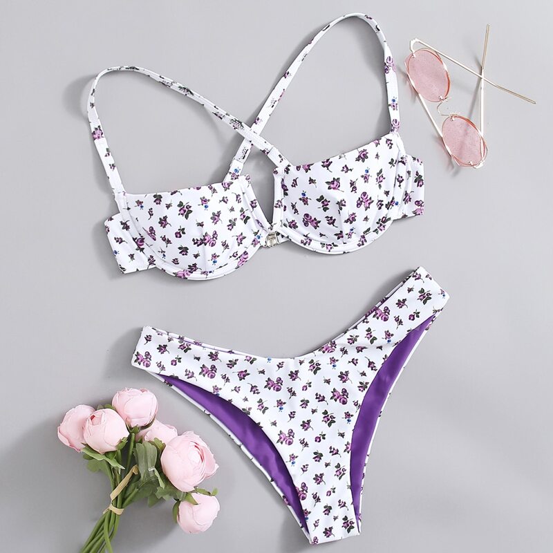 

Ditsy Floral Underwire Bikini Swimsuit, Multicolor
