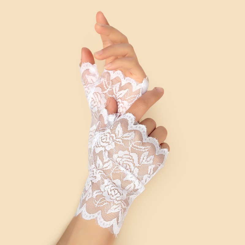 

Solid Lace Gloves, White
