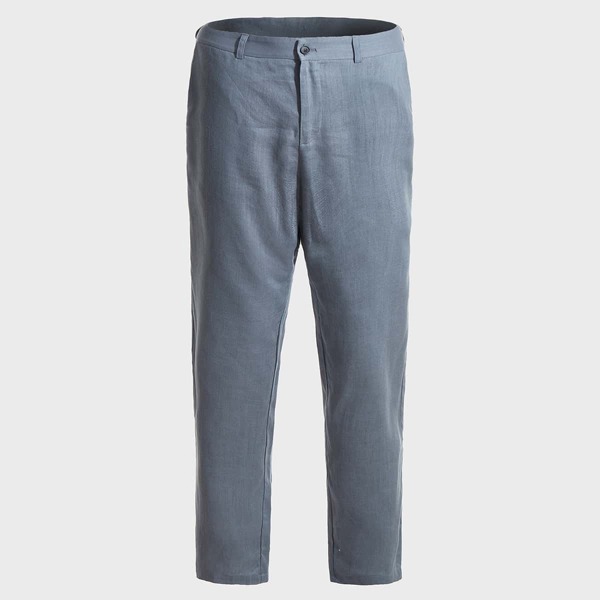 

Men Zipper Fly Solid Tailored Pants, Dusty blue