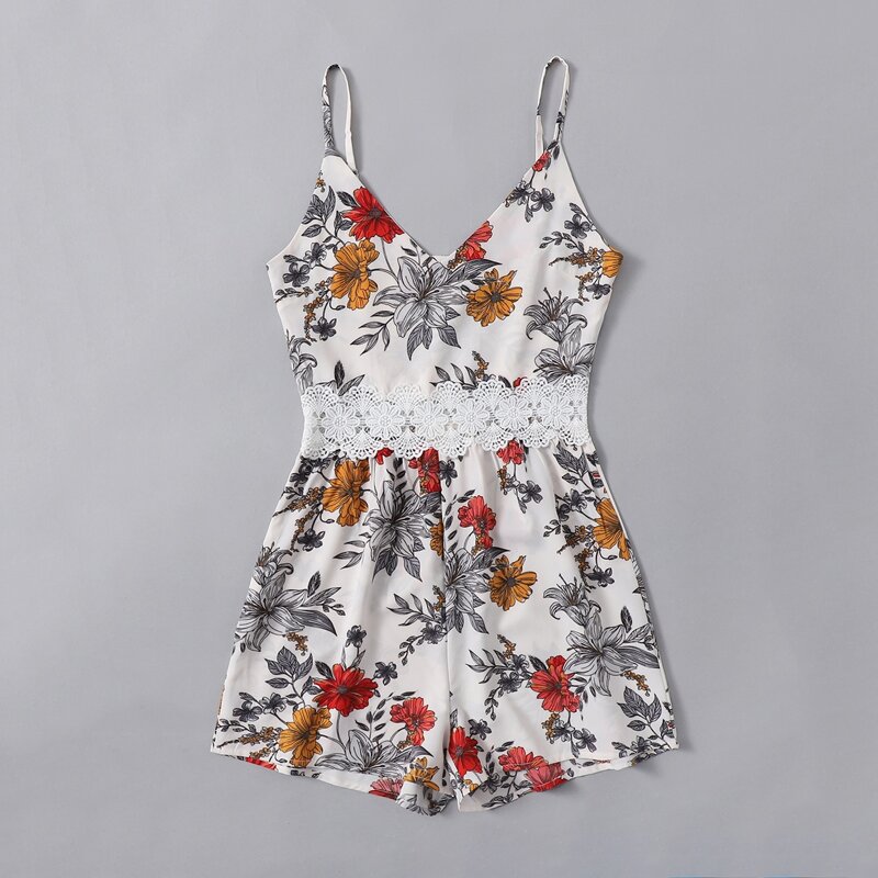 

Floral Print Cami Romper, Multicolor
