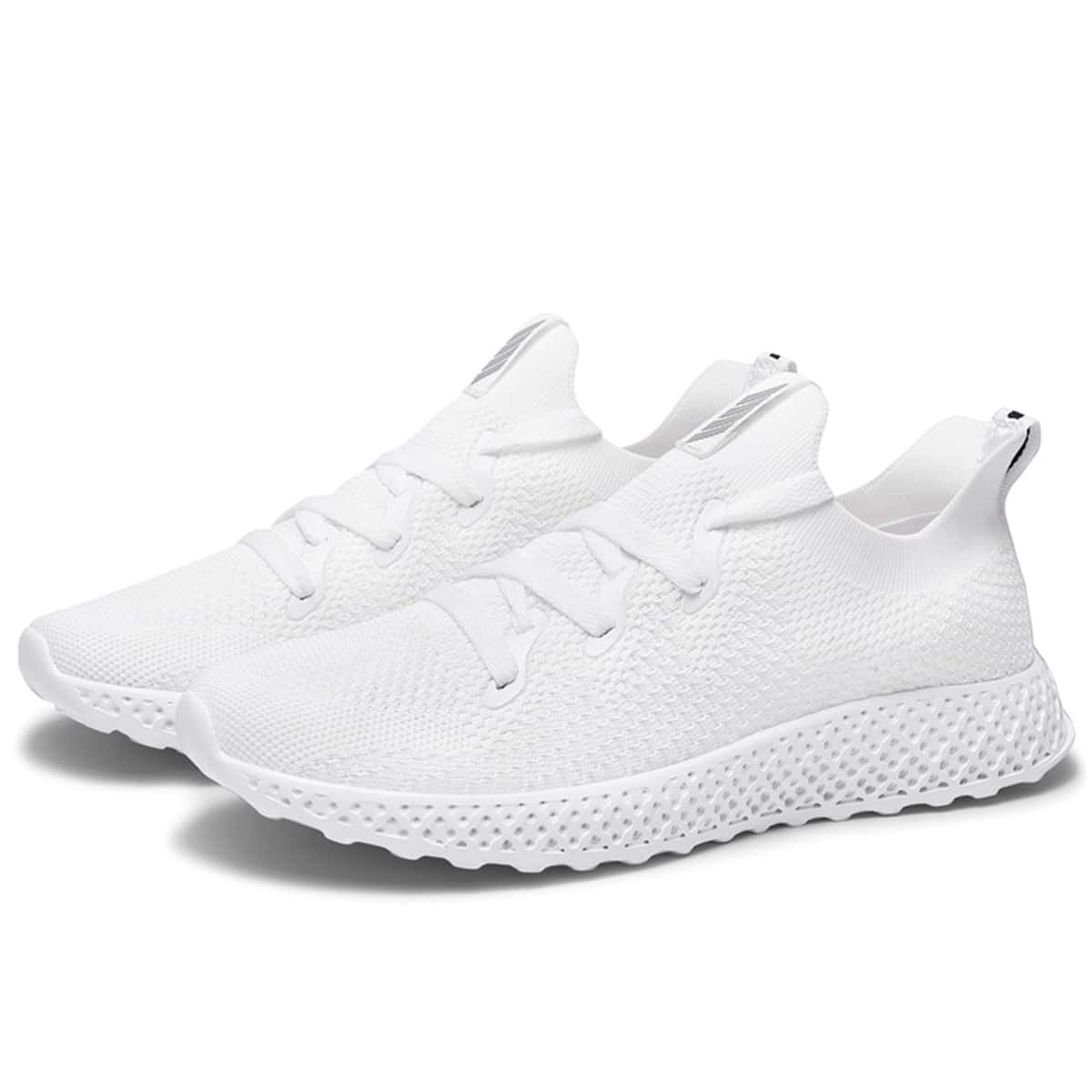 

Guys Solid Lace-up Knit Sneakers, White