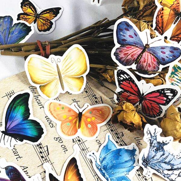

50pcs Butterfly Pattern Random Sticker, Multicolor