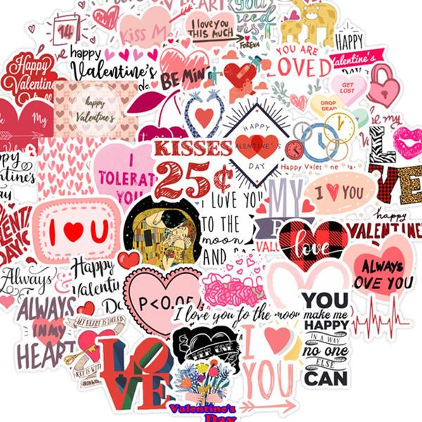 

50pcs Heart Pattern Sticker, Multicolor