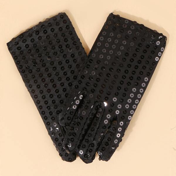 

Toddler Kids Sequins Decor Gloves, Black