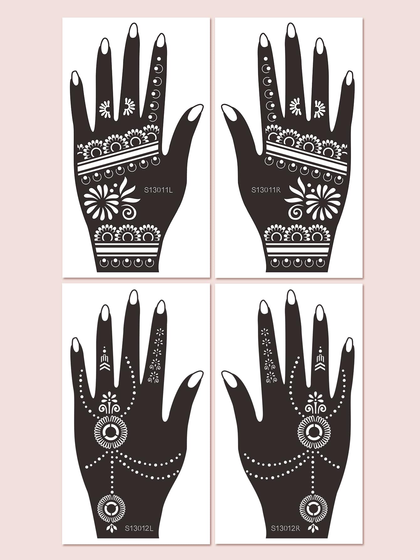 4sheets Graphic Hollow Tattoo Template - Black - View 1