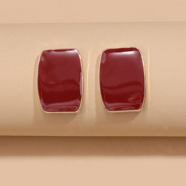 

Geo Design Stud Earrings, Red