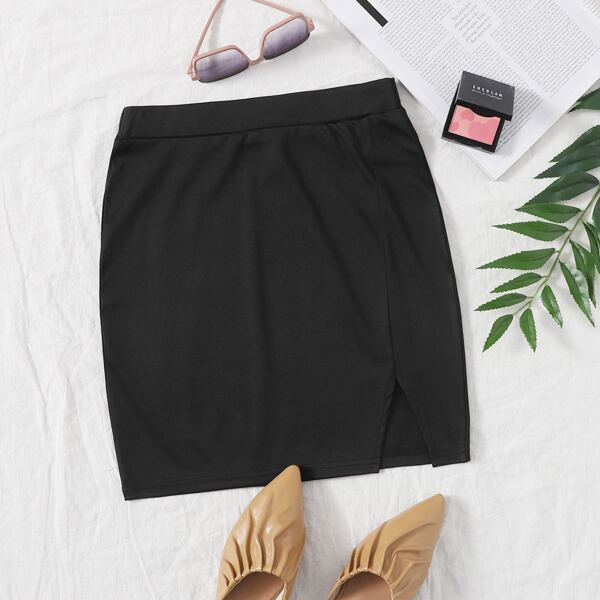 

Split Detail Mini Bodycon Skirt, Black