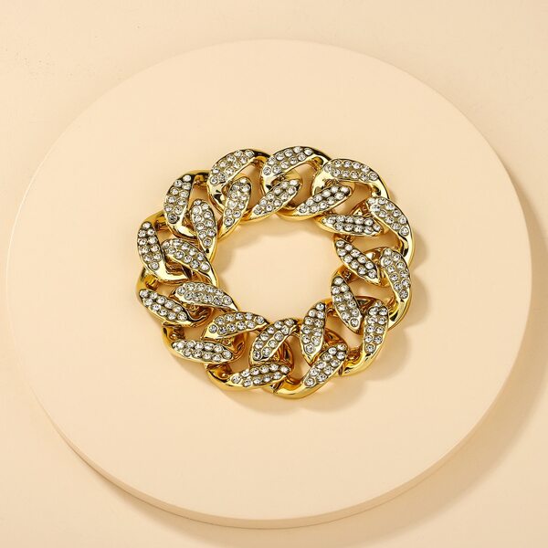 

Rhinestone Decor Link Bracelet, Gold