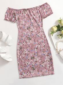 SHEIN VCAY Đầm Xù nhỏ Hoa Boho - Nhiều màu - Xem 1