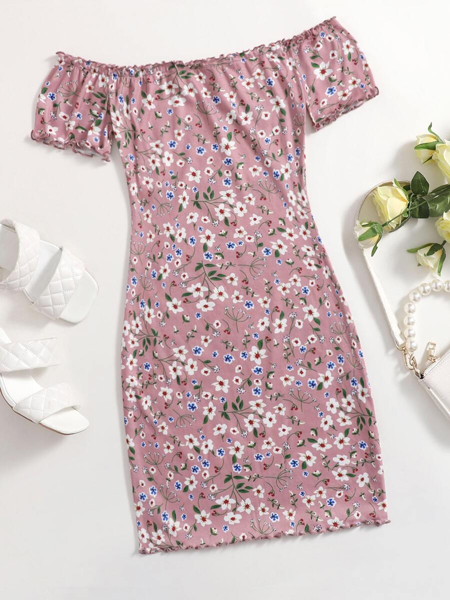 SHEIN VCAY Đầm Xù nhỏ Hoa Boho - Nhiều màu - Xem 1