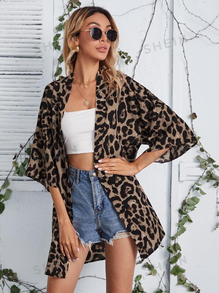 Animal print kimono cardigan sales