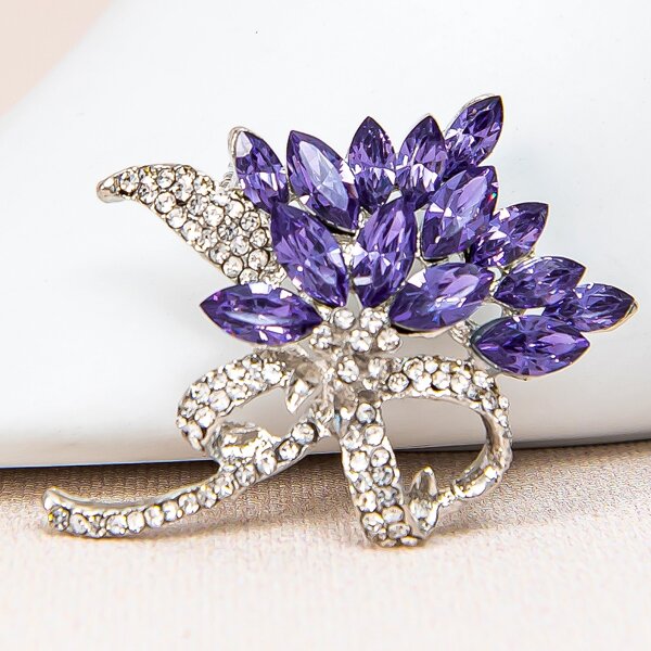 

Rhinestone Decor Brooch, Purple