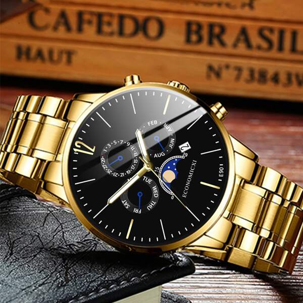 

Men Round Pointer Date Quartz Watch