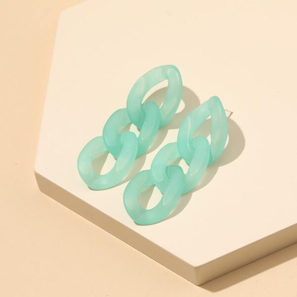 

Chain Design Earrings, Mint green