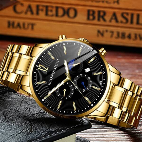 

Men Round Pointer Date Quartz Watch