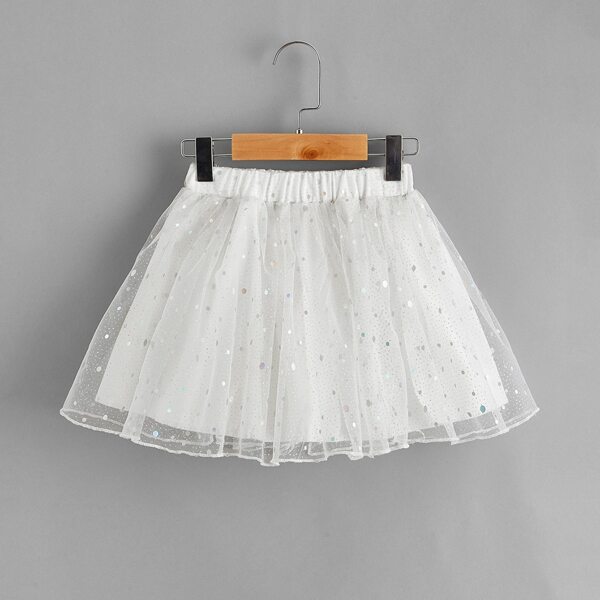 

Toddler Girls Sequin Mesh Skirt, White