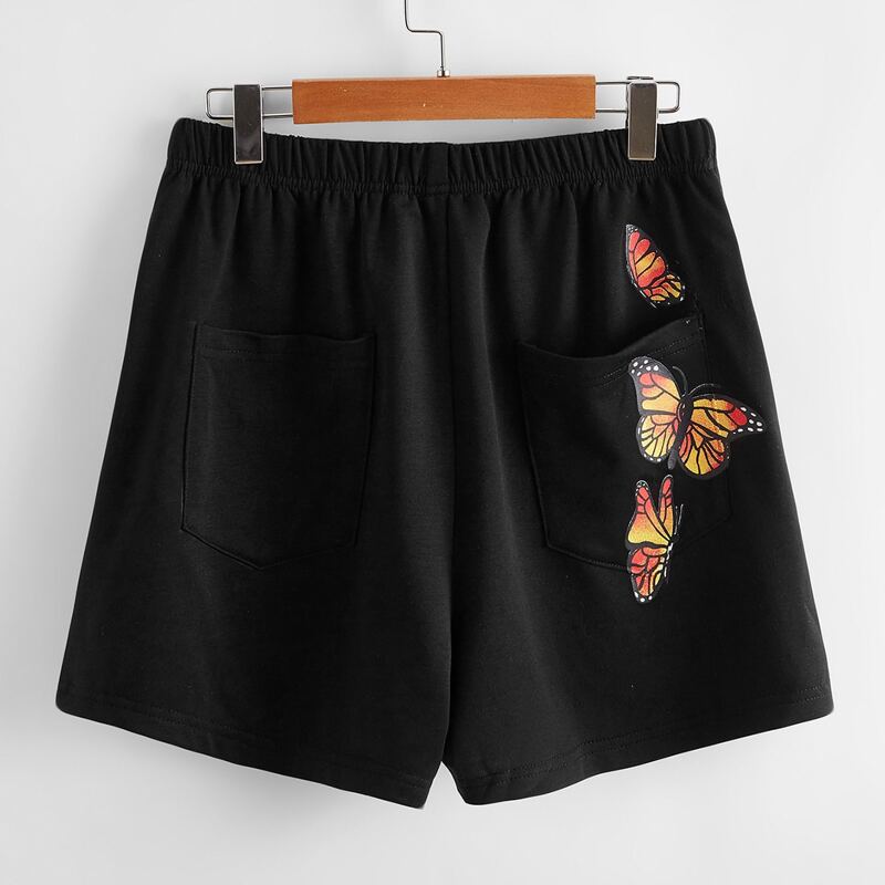 

Butterfly Graphic Pocket Shorts, Black
