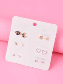 6 cặp bông tai chi tiết giả ngọc trai cô gái - Nhiều màu - Xem 1