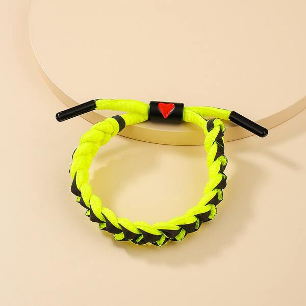

Heart Print Braided Bracelet, Multicolor
