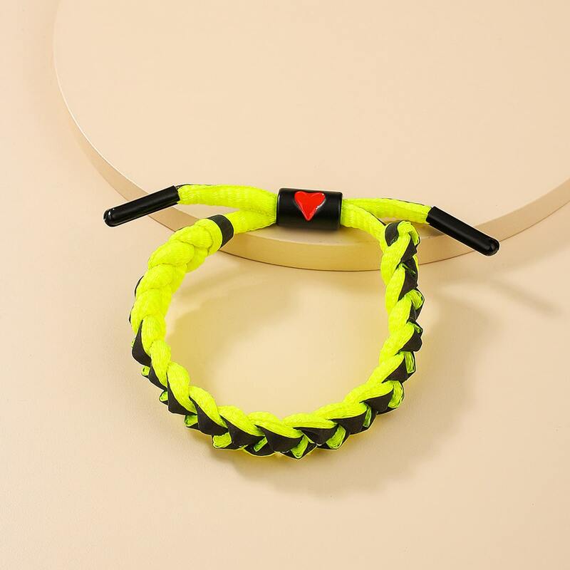 

Heart Print Braided Bracelet, Multicolor