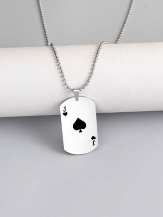 時尚流行男士撲克牌吊飾項鍊不銹鋼珠寶禮物和時尚外觀