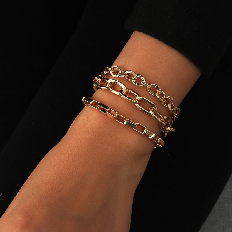 

3pcs Minimalist Link Bracelet, Gold
