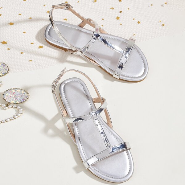 

Girls Metallic Slingback Sandals, Silver