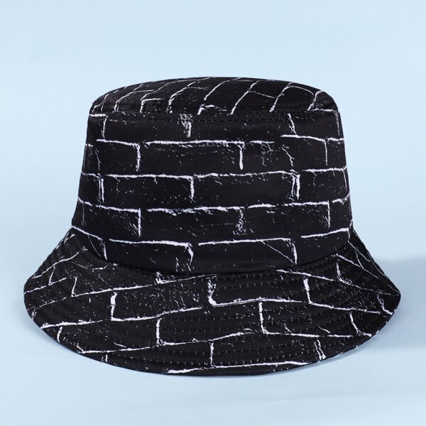 

Kids Plaid Pattern Bucket Hat, Black