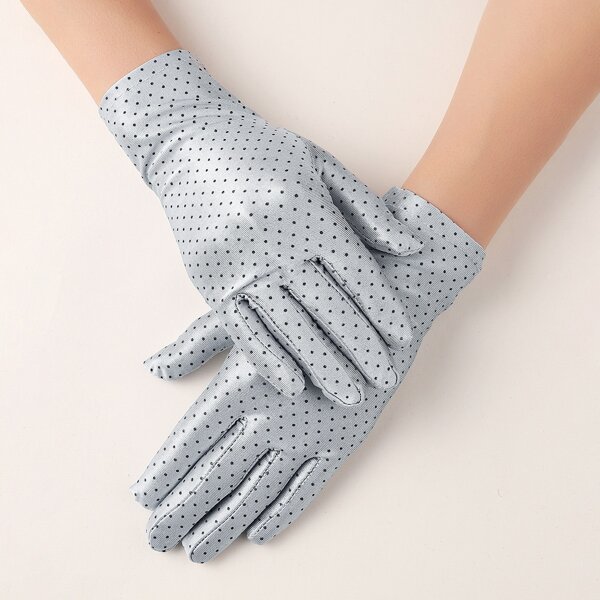 

Polka Dot Print Gloves, Grey